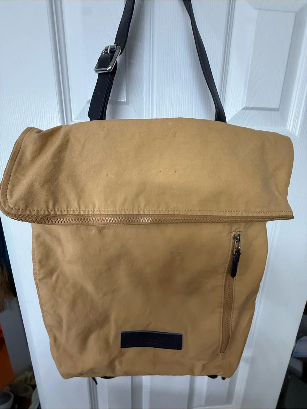 Timbuk2 Mustard Canvas Fold-Top Backpack with Black Straps